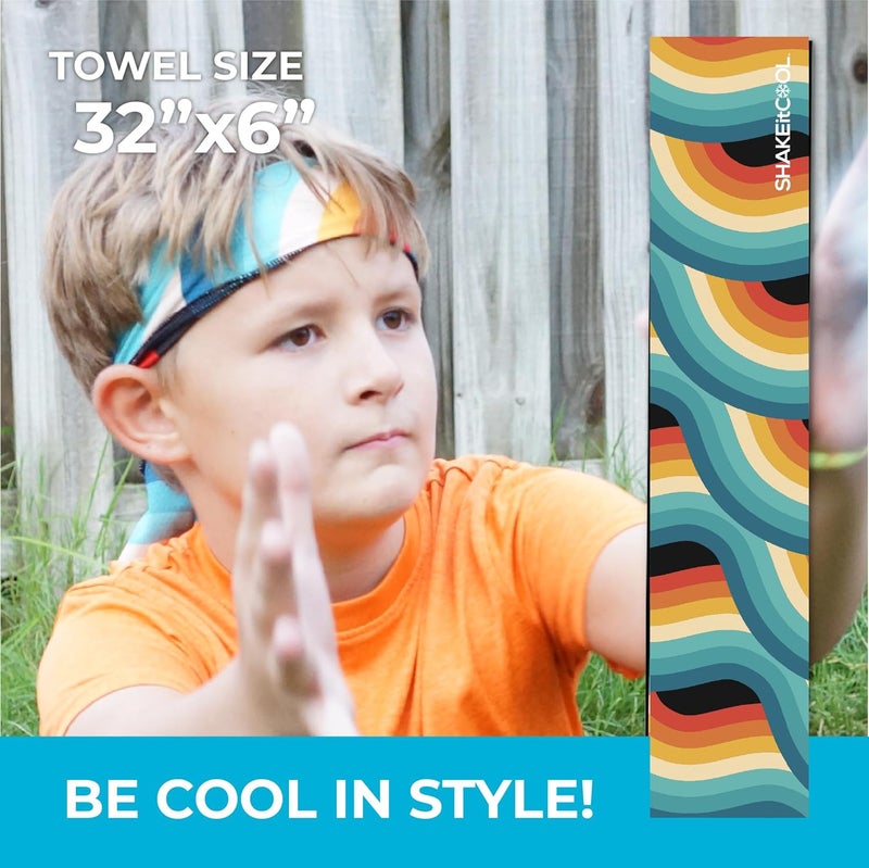 SHAKEitCOOL Original Cooling Towel – Be Cool in Style - Heat Relief, Soft, Lightweight, Sun Protection, Easy Clean - Perfect for Biking, Running, Yoga, Gym, Gardening - Retro - Image 2